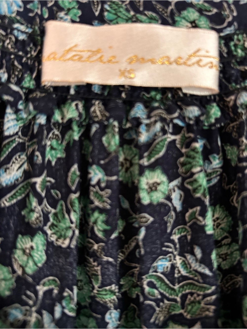 Natalie Martin Navy Floral Dress with Green Accents - Picture 3 of 3
